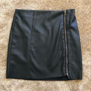 Zip-Up Leather Skirt